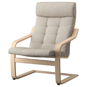 POÄNG Armchair, white stained oak veneer/Gunnared beige