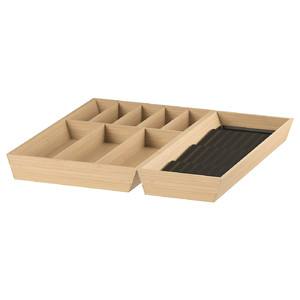 UPPDATERA Cutlery tray/tray with spice rack, light bamboo, 52x50 cm