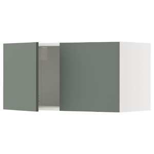 METOD Wall cabinet with 2 doors, white/Nickebo matt grey-green, 80x40 cm