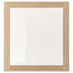 SINDVIK Glass door, white stained oak effect, clear glass, 60x64 cm
