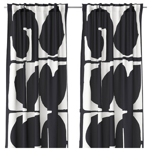 SKÄRMTRY Curtains, 1 pair, black/white, 145x300 cm