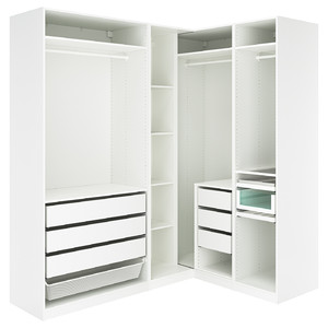 PAX Corner wardrobe, white, 210/160x236 cm