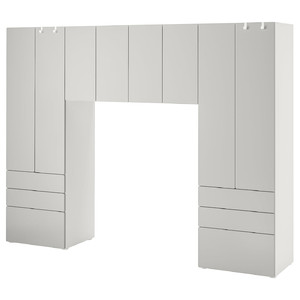 SMÅSTAD / PLATSA Storage combination, white/grey, 240x42x181 cm