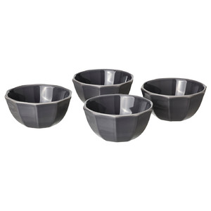 STRIMMIG Bowl, stoneware grey, 15 cm, 4 pack