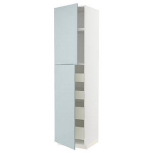 METOD / MAXIMERA Hi cab w 2 doors/4 drawers, white/Kallarp light grey-blue, 60x60x240 cm