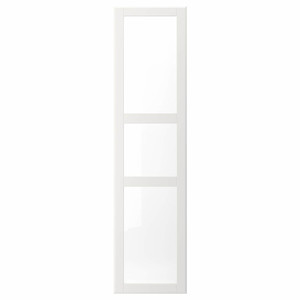TYSSEDAL Door with hinges, white, glass, 50x195 cm