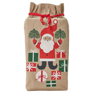 VINTERFINT Sack with string, Santa Claus pattern natural, 92x56 cm