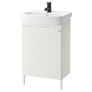 NYSJÖN / BJÖRKÅN Wash-stnd w door/wash-basin/tap, white, 54x40x98 cm