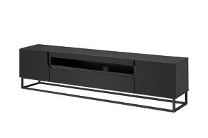 TV Cabinet Loftia 200 cm, metal legs, black/matt black