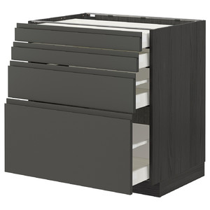METOD / MAXIMERA Base cab 4 frnts/4 drawers, black/Voxtorp dark grey, 80x60 cm