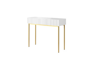 Modern Console Table Dresser Dressing Table Nicole, matt white, gold legs