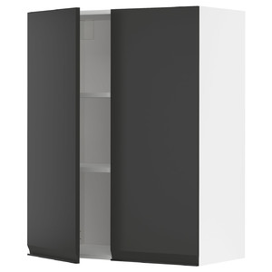 METOD Wall cabinet with shelves/2 doors, white/Upplöv matt anthracite, 80x100 cm