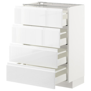 METOD / MAXIMERA Base cab 4 frnts/4 drawers, white/Voxtorp high-gloss/white, 60x37 cm