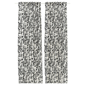 ROTVECKLARE Curtains, 1 pair, white/anthracite, 145x300 cm