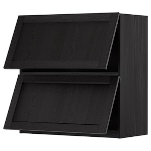 METOD Wall cab horizo 2 doors w push-open, black/Lerhyttan black stained, 80x80 cm