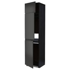 METOD High cab f fridge/freezer w 3 doors, black/Upplöv matt anthracite, 60x60x240 cm