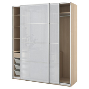 PAX / SVARTISDAL Wardrobe combination, white stained oak effect/white paper effect, 200x66x236 cm