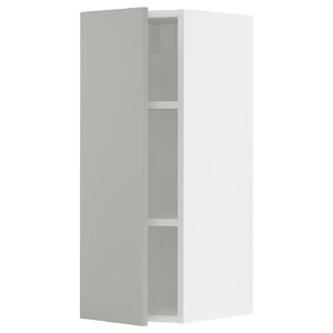 METOD Wall cabinet with shelves, white/Havstorp light grey, 30x80 cm