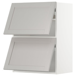 METOD Wall cab horizo 2 doors w push-open, white/Lerhyttan light grey, 60x80 cm