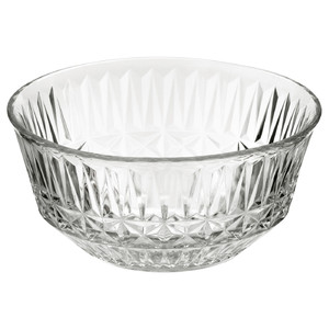 SÄLLSKAPLIG Bowl, clear glass, patterned, 15 cm