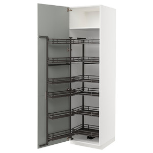 METOD High cabinet with pull-out larder, white/Havstorp light grey, 60x60x200 cm