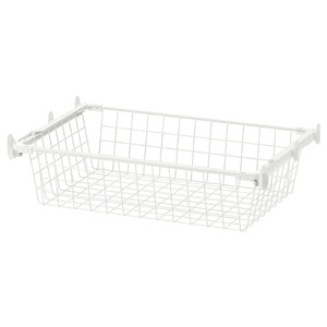 HJÄLPA Wire basket with pull-out rail, white, 60x40 cm