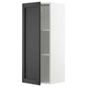 METOD Wall cabinet with shelves, white/Lerhyttan black stained, 40x100 cm