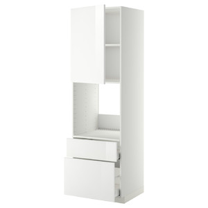 METOD / MAXIMERA Hi cab f ov w dr/2 frnt/1 m/1 h drw, white/Ringhult white, 60x60x200 cm