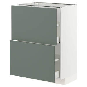 METOD / MAXIMERA Base cabinet with 2 drawers, white/Bodarp grey-green, 60x37 cm