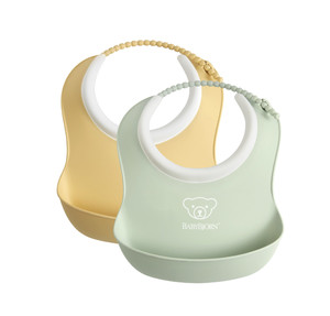 BABYBJÖRN 2 Small Baby Bibs -  Powder Yellow/Powder Green