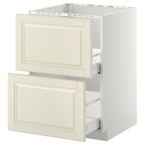 METOD / MAXIMERA Base cab f sink+2 fronts/2 drawers, white, Bodbyn off-white, 60x60 cm