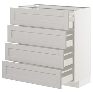 METOD/MAXIMERA Base cab 4 frnts/4 drawers, white/Lerhyttan light grey, 80x37 cm