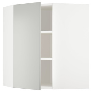 METOD Corner wall cabinet with shelves, white/Havstorp light grey, 68x80 cm
