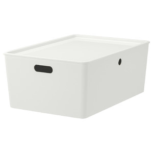 KUGGIS Box with lid, white, 37x54x21 cm