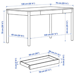 TONSTAD Desk, brown stained oak veneer, 140x75 cm