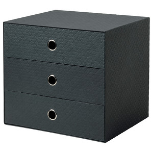 PALLRA Mini chest with 3 drawers, black, 33x26 cm