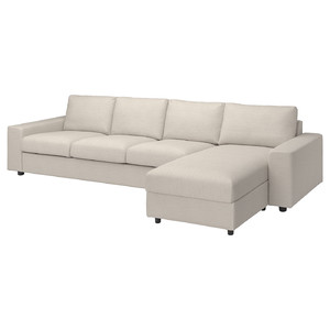 VIMLE 4-seat sofa with chaise longue, with wide armrests/Gunnared beige