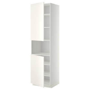 METOD High cab f micro w 2 doors/shelves, white/Veddinge white, 60x60x220 cm