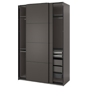 PAX / MEHAMN Wardrobe combination, dark grey/double sided dark grey, 150x66x236 cm