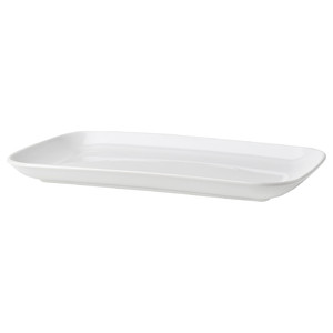 GODMIDDAG Plate, white, 18x30 cm