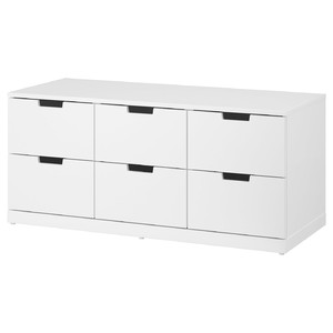 NORDLI Chest of 6 drawers, white, 120x54 cm