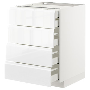 METOD / MAXIMERA Base cb 4 frnts/2 low/3 md drwrs, white, Voxtorp high-gloss/white, 60x60 cm