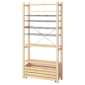 IVAR 1 section/bottle racks, pine, 89x30x179 cm