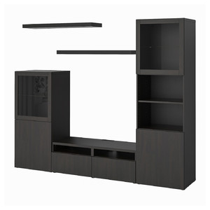 BESTÅ / LACK TV storage combination, black-brown, 240x42x193 cm