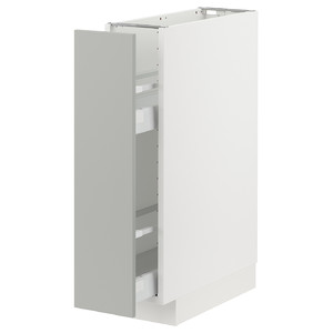 METOD / MAXIMERA Base cabinet/pull-out int fittings, white/Havstorp light grey, 20x60 cm