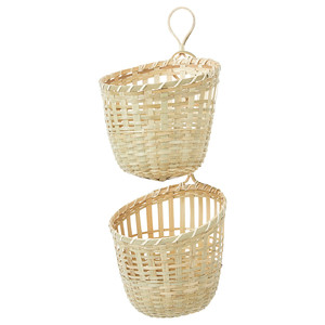 TOLKNING Basket hanging, set of 2, handmade bamboo