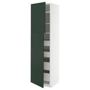 METOD / MAXIMERA Hi cab w 2 doors/4 drawers, white/Havstorp deep green, 60x60x220 cm