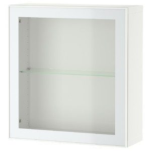 BESTÅ Wall-mounted cabinet combination, white Glassvik/white/light green clear glass, 60x22x64 cm