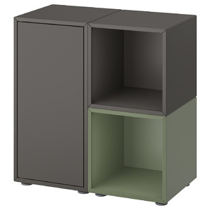 EKET Cabinet combination with feet, dark grey dark grey/grey-green, 70x35x72 cm