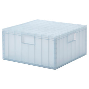 PANSARTAX Storage box with lid, transparent grey-blue, 33x33x16.5 cm